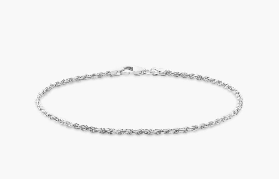 2MM Rope Chain Bracelet Silver Oliver Cabell