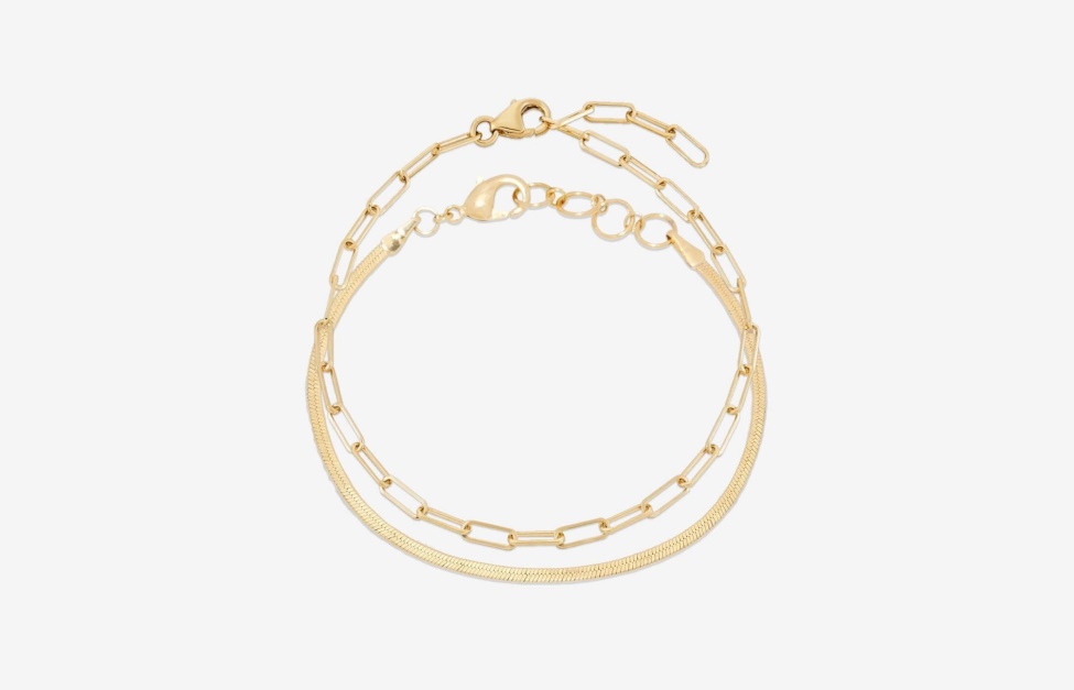 Link-Herringbone Bracelet Set Gold Oliver Cabell