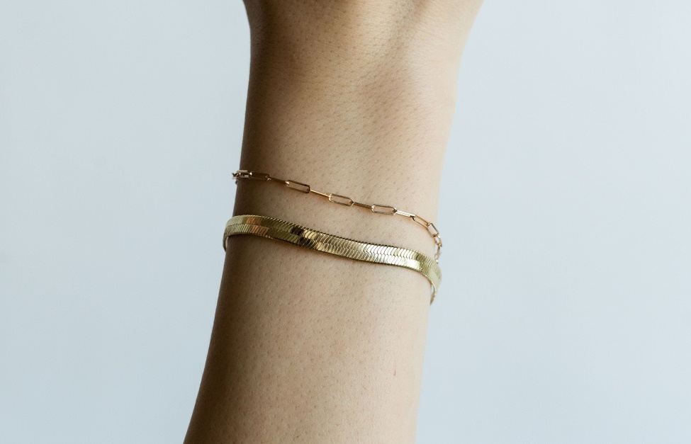 Link-Herringbone Bracelet Set Gold Oliver Cabell