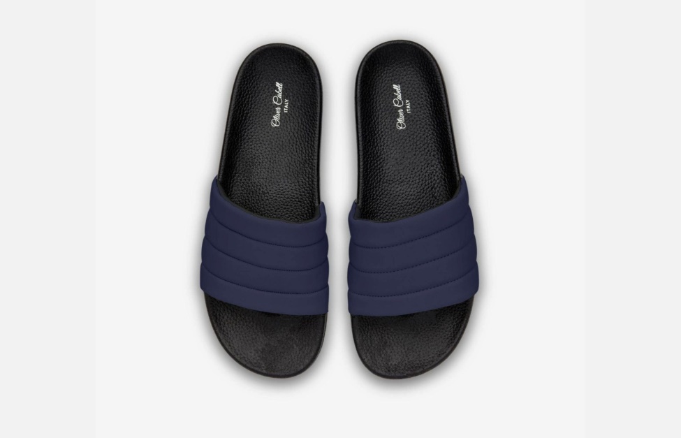 Oliver Cabell Vegan Slides Navy Trendy